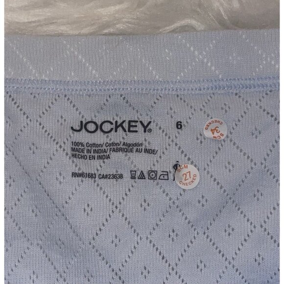 Jockey Elance Brief Panties Pointelle Cotton Womens 6 M Medium Blue - Picture 3 of 4